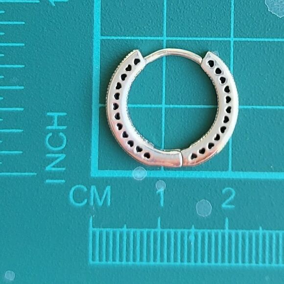 925 Sterling Silver Turqouise Blue Hoop Earring - Picture 5 of 10